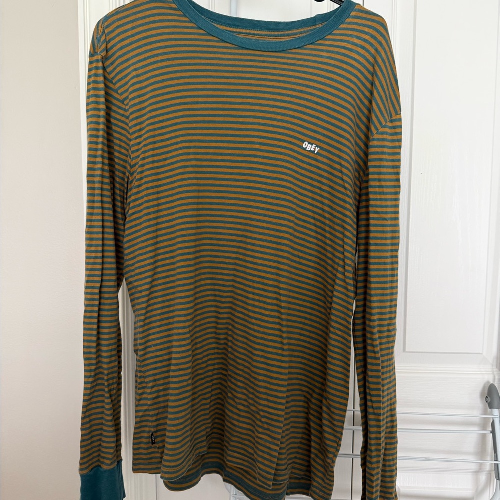 Obey striped long sleeve shirt